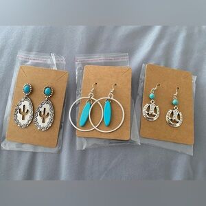 Turquoise and Silver Earrings Set